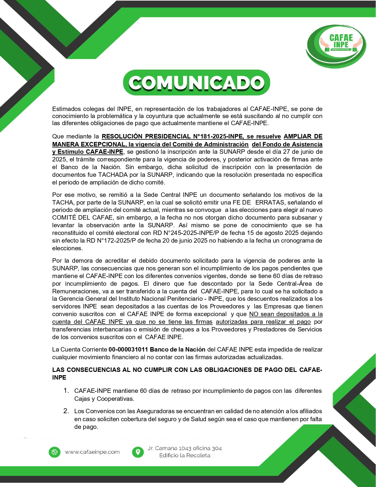 COMUNICADO